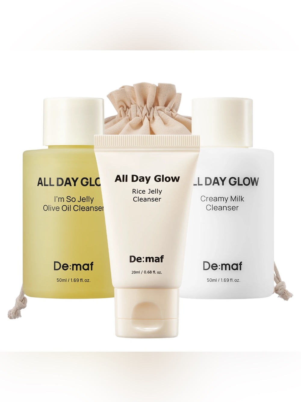 Dear my friends De:maf Cream Drawstring Pouch with Travel Skin care